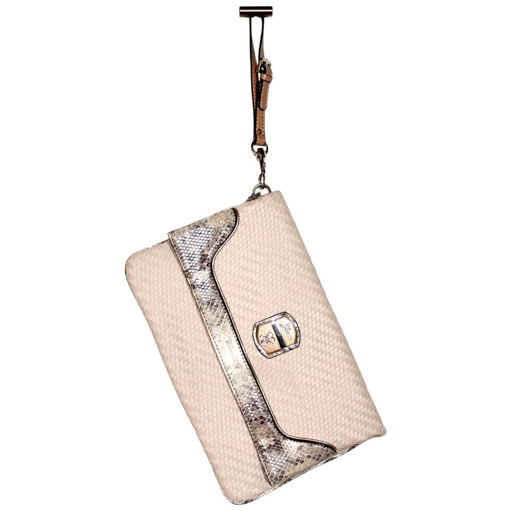 GUESS Beige and Snake Print Clutch Wristlet Large